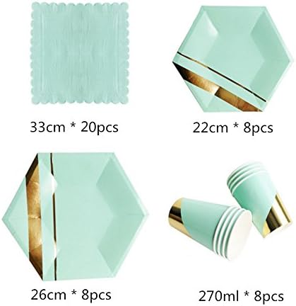 Luxury Party Disposable Dinnerware Sets for Wedding Birthday Camping Party Tableware (Mint green)