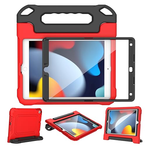 Photo 1 of YIHE Kids Case for iPad 10.2 Inch 9th/8th/7th Generation 2021/2020/2019, iPad Pro 10.5 & iPad Air 3, Shockproof Handle Stand Kids Case with Screen Protector for iPad 10.2/10.5 Inch, Red&Black
