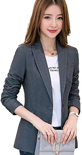 Qingxian Women’s Jacket, Tailored Blazer, Short, Long Sleeves, Office, Spring, Autumn, Winter, Commuting to Work, Formal, School Entrance Ceremony, Graduation, Elegant, Fashion, Simple – grays