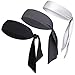 V-SPORTS Dri-Fit Head Ties Tennis Headbands Sweatbands Performance Elastic and Moisture Wicking, Black/White/Gray, 3 Piece, One Size, 40.16”L/2.37