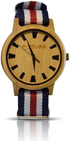 Bamboo Wristwatch By Aphilias – Carbonized Bamboo – Nato Style Strap – Gift Box With Pillow