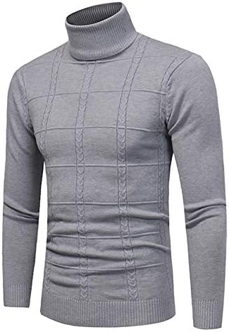 SUUGEN Men's Turtleneck Sweater Ribbed Slim Fit Knitted Pullover Relax Fit Knitwear