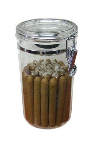 Prestige Import Group AJ25 25 Count Acrylic Humidor Jar with Humidifier and Spanish Cedar Interior Lining on Bottom - Thumbnail 5