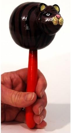 Cat Animal Maracas - Hand Carved Handmade Wooden Musical Instrument - (MRC-ACAT)