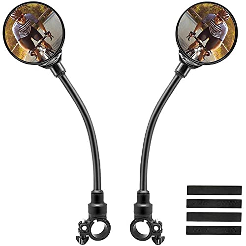 2 Pieces Bicycle Mirror, 360° Adjustable Bicycle Mirrors for Mountain Bike, Electric Bike, Moped – Black