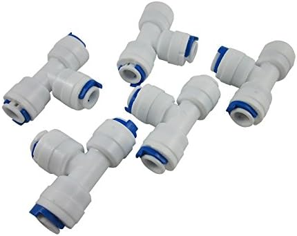 TmallTech1/4" 3-way Union Tee Quick Connect Push Fit RO Water Reverse Osmosis Filter (Pack of 5)