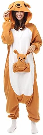 HYY@ Kigurumi Pajamas New Cosplay / Kangaroo Leotard/ Onesie Halloween Animal Sleepwear Yellow Patchwork Polar Fleece Kigurumi Unisex Halloween , s