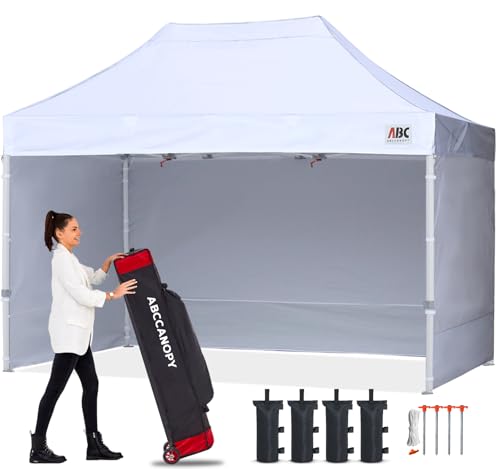 ABCCANOPY Faltpavillon 3x4.5 Wasserdicht mit Seitenteilen UV+,Weiß