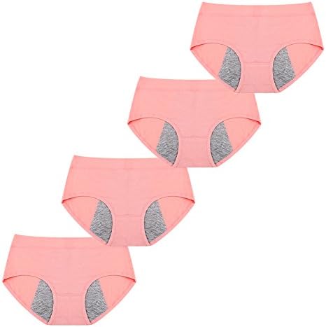 VictorySweety Big Girl's Organic Cotton Period Menstrual Sanitary Protective Panties Underwear Briefs 4 Pieces Size XXL Pink
