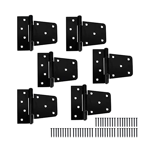Ilyapa Heavy Duty Shed Door Hinges, 6 Pack Black Square Hinges for