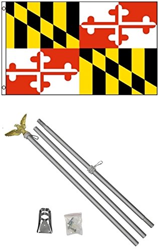 NEW 3'x5' MARYLAND State Flags Polyester w/ 6' Aluminum POLE Kits