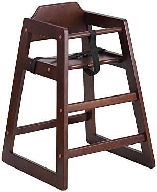Karma Baby Stackable Wooden High Chair with Adjustable Safety Harness Strap Walnut Finish, Wood Grain