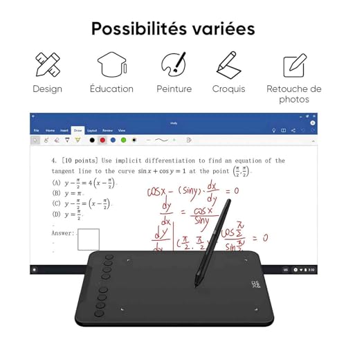 XPPen Graphic Tablet, Deco 01v3 Graphic Tablet Drawing without Screen Beginner with Stylus at 16K (16384) Pressure Levels, 8 Customizable Shortcuts, 10 Inches