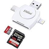 Micro SD &amp;TF Card Reader , Difini Memory Card Camera Reader Adapter for iPhone/iPad/Android/Mac/PC/New MacBook. With Lightning,Micro USB,USB Type C,USB 3.0 Connector(4 in1)