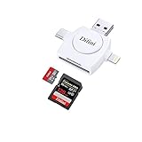 Micro SD &TF Card Reader , Difini Memory Card Camera Reader Adapter for iPhone/iPad/Android/Mac/PC/New MacBook. With Lightning,Micro USB,USB Type C,USB 3.0 Connector(4 in1)