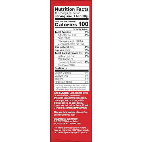 KIND GRANOLA CHEWY BAR, CHOCOLATE CHIP, 10 COUNT