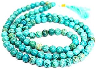 Turquoise Imperial Jasper 8mm Rosary, Round Beads Jaap Mala 108 + 1 = 109 (Turquoise Colour) (Approx Weight 80-150 GMS, Length 40-45 cms)