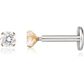 limerencia G23 Hypoallergenic 18g Flat Back Stud Earrings | F136 Implant Grade Titanium Pressfit Threadless Push Pop in Cartilage Helix Labret Lip Monroe Tragus Flat Back Piercing Studs