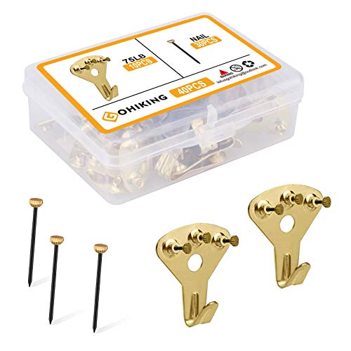 75 lbs Heavy Duty Picture Hanging Hooks, 40pcs Picture Frame Hangers