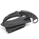 Masalong Outdoor Survival claw Tactical teeth Knife Double edged sharp Fixed Blade Knife With Sheath (Stone wash version-kydex sheath)