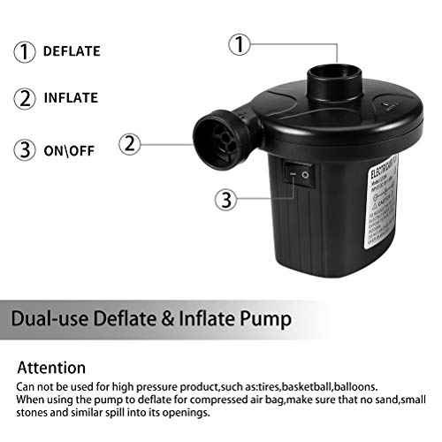 Electric Air Pump Two Way Electric Pump with 3 Nozzle Adapters Universal Valves Inflates and Deflates for Pools, Boats, Garden Home Holiday Camping Airbed and Toys Car Use and Home Use