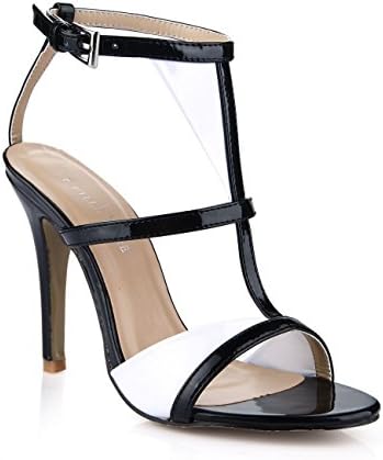 Sandals female new summer products Annual Meeting banquet fish tip women shoes with large black T-code the the high-heel shoes, Black + White