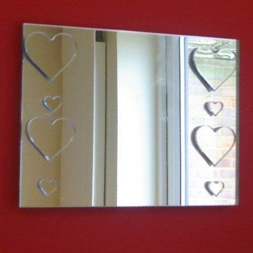 Rectangle Mirror 30cm x 20cm with 4 Large Heart and 4 Small Heart Mirrors