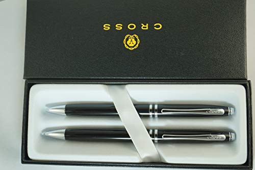 Cross Classic Executive Companion Avatar Black Lacquer and Extremely Polished Chrome Appointments with Distinctive Cross Special Signature Mid Rings, Pen and 0.7MM Pencil Set. A Great Gift - Thumbnail 2