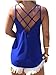 Women's Cute Criss Cross Back Tank Tops Loose Hollow Out Camisole Shirt(Blue,X-Large)