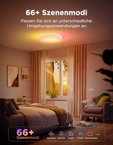 Govee Deckenlampe RGBIC 48,5W, Smart Led Deckenleuchte 4300lm Kompatibel mit Matter, Alexa & Google Assistant, Deckenlampe Led Ø38cm Lamp Dimmbar mit Hintergrundbeleuchtung für Wohnzimmer Schlafzimmer