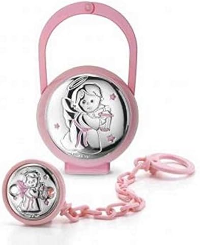 Set caja porta chupete y alfiler niña código PU8524R con placa de plata: Amazon.es: Bebé
