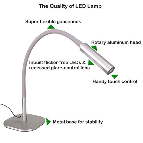 acegoo Gooseneck LED Desk Lamp, Dimmable Minimalist Table Light for