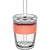 KeepCup Cold Cup - Longplay Double wall Glass Ice Coffee Tumbler with Lid and Straw - 12oz (340ml) - Californian Shrimp