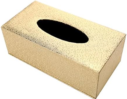 Peacewish High-grade Leather Tissue Box Case Creative Lovely Napkin Box for Home Livingroom Coffee Table (Gold, L)