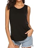 Locryz Women's Summer Sleeveless Pleated Tank Tops Casual Keyhole T-Shirts Tops