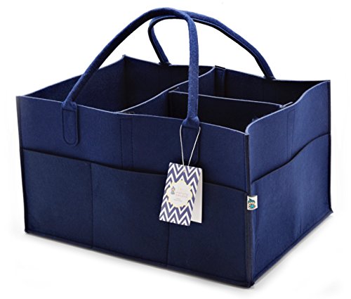 Little Tinkers World Baby Diaper Caddy & Extra Large Organizer For Diapers, Wipes & Nursery Storage Bin – Unisex design - Navy