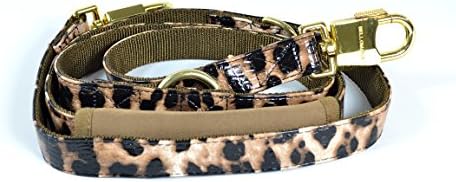 BELLOMANIA Vegan Leather Adjustable Dog Leash, Large, Leopard, Taupe