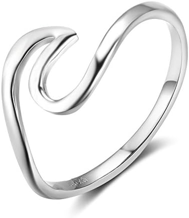 ACEFEEL Wave Ocean Beach Ring 925 sterling Silver Paved Created Opal Size 9