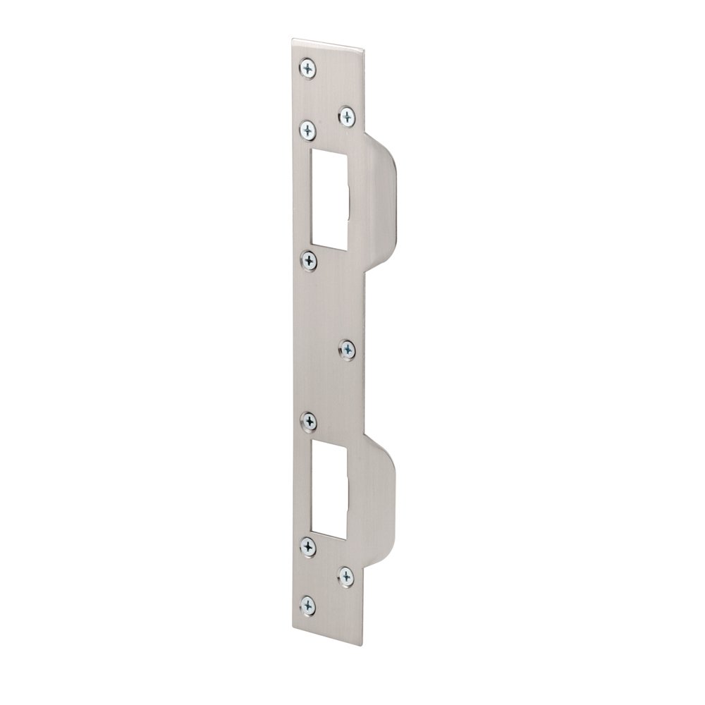 Defender Security U 10385 Door Strike, for Use with 5-1/2 In. and 6 In. Hole Spacing On Dead Latch and Deadbolt, Steel, Satin Nickel (Single Pack)