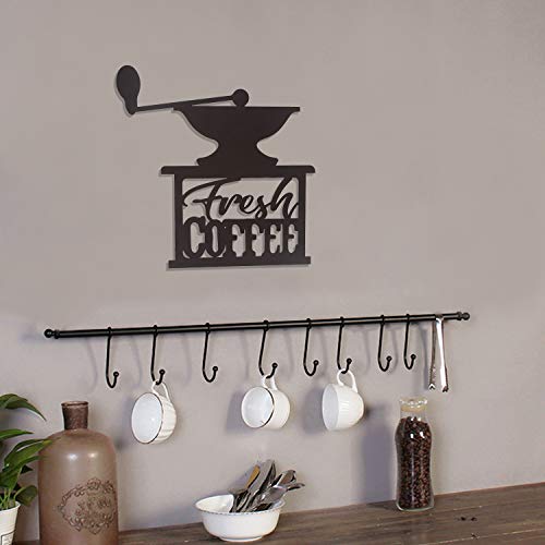 Adeco Schwarze Metall-Kaffeemühle, Wandkunst, Dekoration für Zuhause, Küche, Restaurants, Geschenke – 43,2 x 39,9 cm – Bild 3