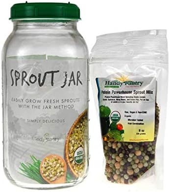 Organic Seeds: Hf-Glon: Handy Pantry Sprouting JAR T - Strainer LID, Organic Seed - Grow Sprouts by Farmerly