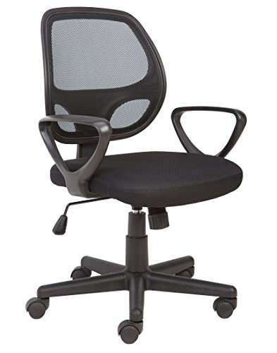 Office Essentials Mesh Back Swivel Desk Chair with Torsion Control, Black