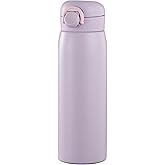 17 oz Mini Water Bottle Small Stainless Steel Thermoses - Insulated Vacuum, Leak Proof, Keeps Drinks Hot/Cold - Ideal for Coffee, beverage, Water - Purple