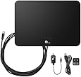 1byone Amplified HDTV Antenna - 50 Mile Range with Detachable Amplifier Power Supply for the Highest Performance and 10ft Coax Cable