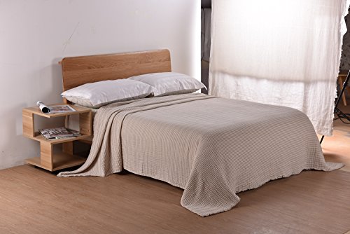 Premium Cotton Blanket - Queen Size,79'X87' Dyes The Jacquard Weave Frivolous Ventilation Design Brown Cozy Blanket for Bed, Couch