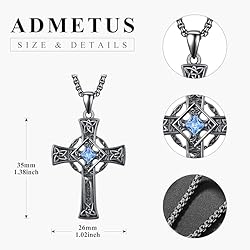 ADMETUS Black Celtic Cross Necklace Sterling Silver