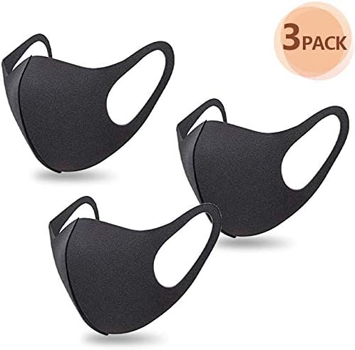 TWBB 3Pcs Black Face Mask Reusable Mask 3D Fashion Face Mask Washable Mask for Cycling Camping Travel For Adults Men Women