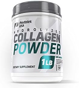 Perfotek USA Collagen Powder Peptides 16oz Unflavored Hydrolyzed Collagen Grass-Fed Non-GMO Kosher Easy Mix Drink Pure Beef Protein Supplement 1 Pound
