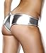 QinMi Lover Women's Low-Waist Metallic Micro Shorts Panty Thong