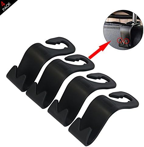 Car Headrest Hooks Heavy Duty Backseat Headrest Hook Black- Hanger Umbrellas、Schoolbags、Water Bottles、Clothes、Handbags、Purses and Other Debris